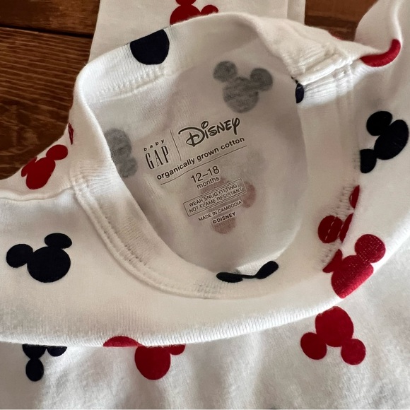 Gap Kids Disney Mickey Mouse PJ Set 2PC Pajama Organic Cotton Size 12-18 month - Picture 5 of 7
